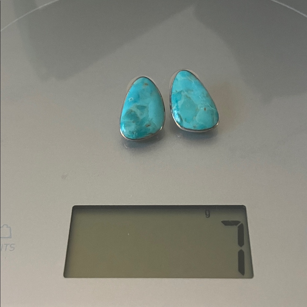 Arizona Turquoise And Sterling Earrings - Picture 6 of 6